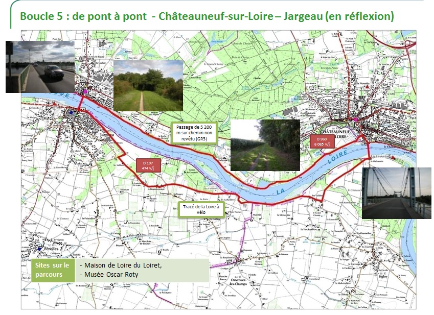 Carte boucle cyclo Jargeau-Châteauneuf